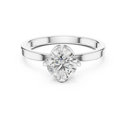 Round Lab Grown Diamond Solitaire Ring | Classic 4-Prong Comfort-Fit | Solid Gold