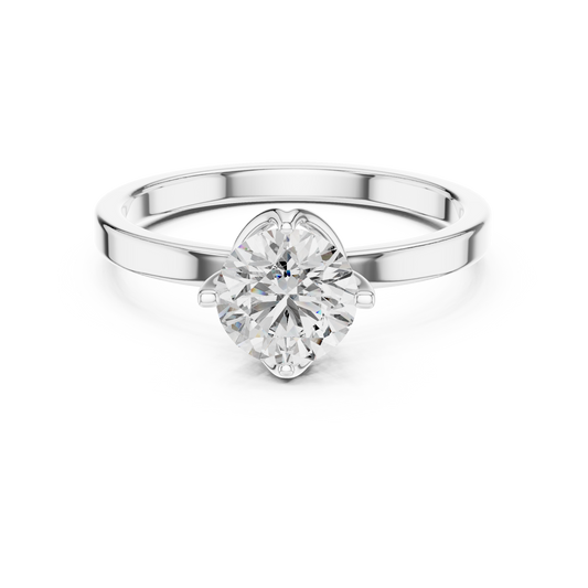 Round Lab Grown Diamond Solitaire Ring | Classic 4-Prong Comfort-Fit | Solid Gold