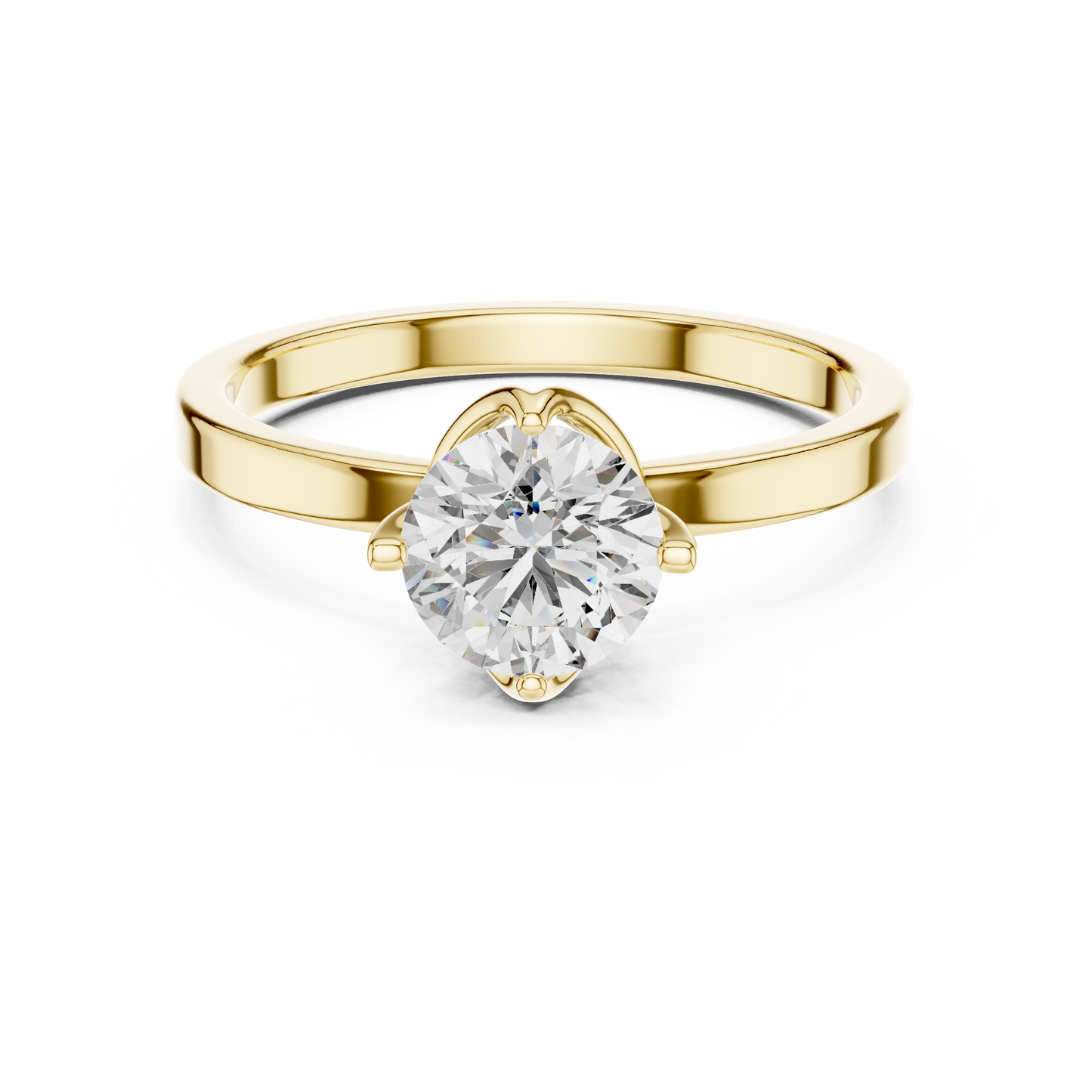 Round Lab Grown Diamond Solitaire Ring | Classic 4-Prong Comfort-Fit | Solid Gold