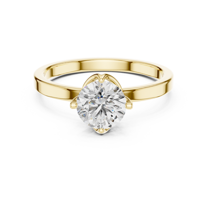 Round Lab Grown Diamond Solitaire Ring | Classic 4-Prong Comfort-Fit | Solid Gold
