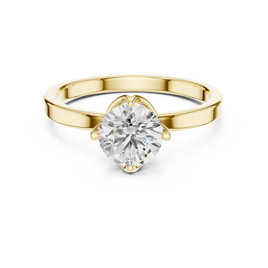 Round Lab Grown Diamond Solitaire Ring | Classic 4-Prong Comfort-Fit | Solid Gold