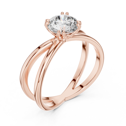 Round Lab Grown Diamond Solitaire Ring | Architectural Split-Shank Cathedral | Solid Gold