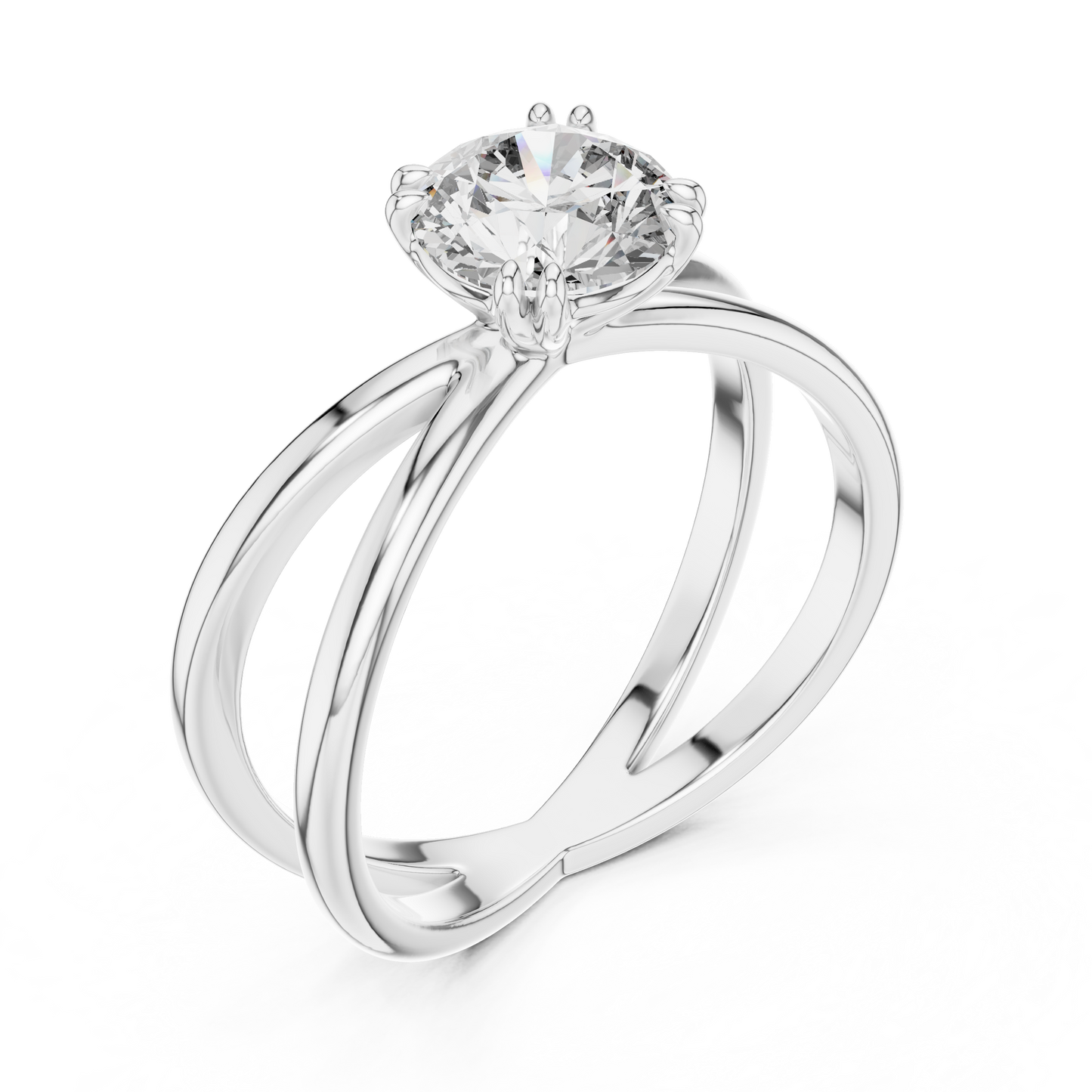 Round Lab Grown Diamond Solitaire Ring | Architectural Split-Shank Cathedral | Solid Gold