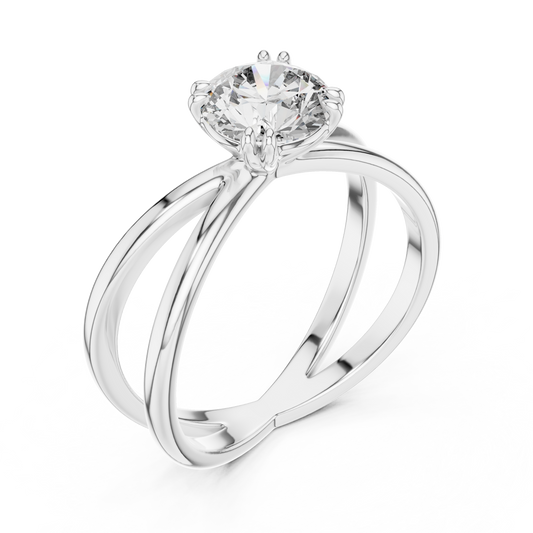 Round Lab Grown Diamond Solitaire Ring | Architectural Split-Shank Cathedral | Solid Gold