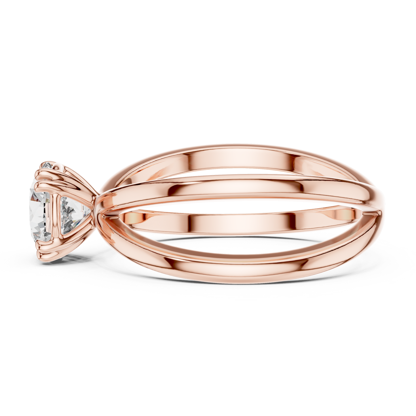 Round Lab Grown Diamond Solitaire Ring | Architectural Split-Shank Cathedral | Solid Gold