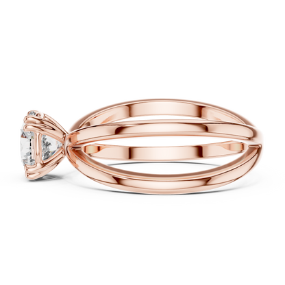 Round Lab Grown Diamond Solitaire Ring | Architectural Split-Shank Cathedral | Solid Gold