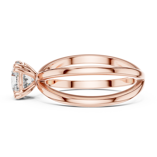 Round Lab Grown Diamond Solitaire Ring | Architectural Split-Shank Cathedral | Solid Gold
