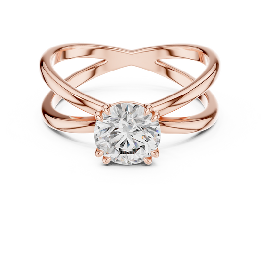 Round Lab Grown Diamond Solitaire Ring | Architectural Split-Shank Cathedral | Solid Gold