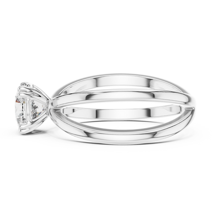Round Lab Grown Diamond Solitaire Ring | Architectural Split-Shank Cathedral | Solid Gold