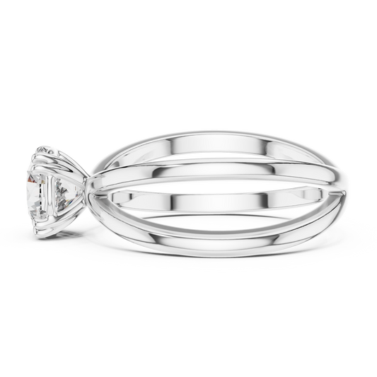 Round Lab Grown Diamond Solitaire Ring | Architectural Split-Shank Cathedral | Solid Gold