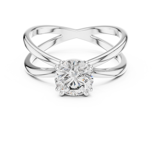 Round Lab Grown Diamond Solitaire Ring | Architectural Split-Shank Cathedral | Solid Gold