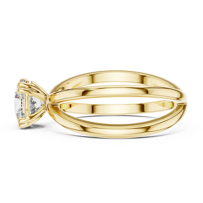 Round Lab Grown Diamond Solitaire Ring | Architectural Split-Shank Cathedral | Solid Gold