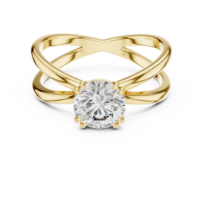 Round Lab Grown Diamond Solitaire Ring | Architectural Split-Shank Cathedral | Solid Gold