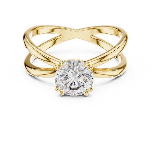 Round Lab Grown Diamond Solitaire Ring | Architectural Split-Shank Cathedral | Solid Gold