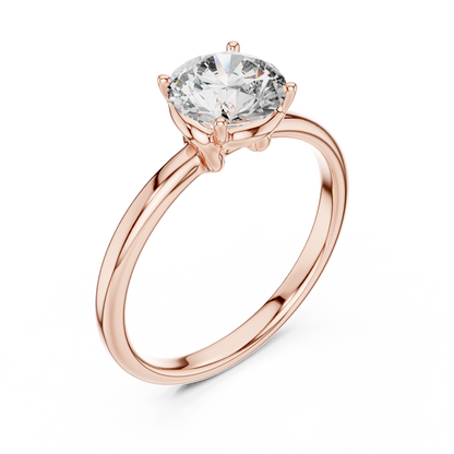 Round Lab Grown Diamond Solitaire Ring | Classic Elevated 4-Prong Setting | Solid Gold