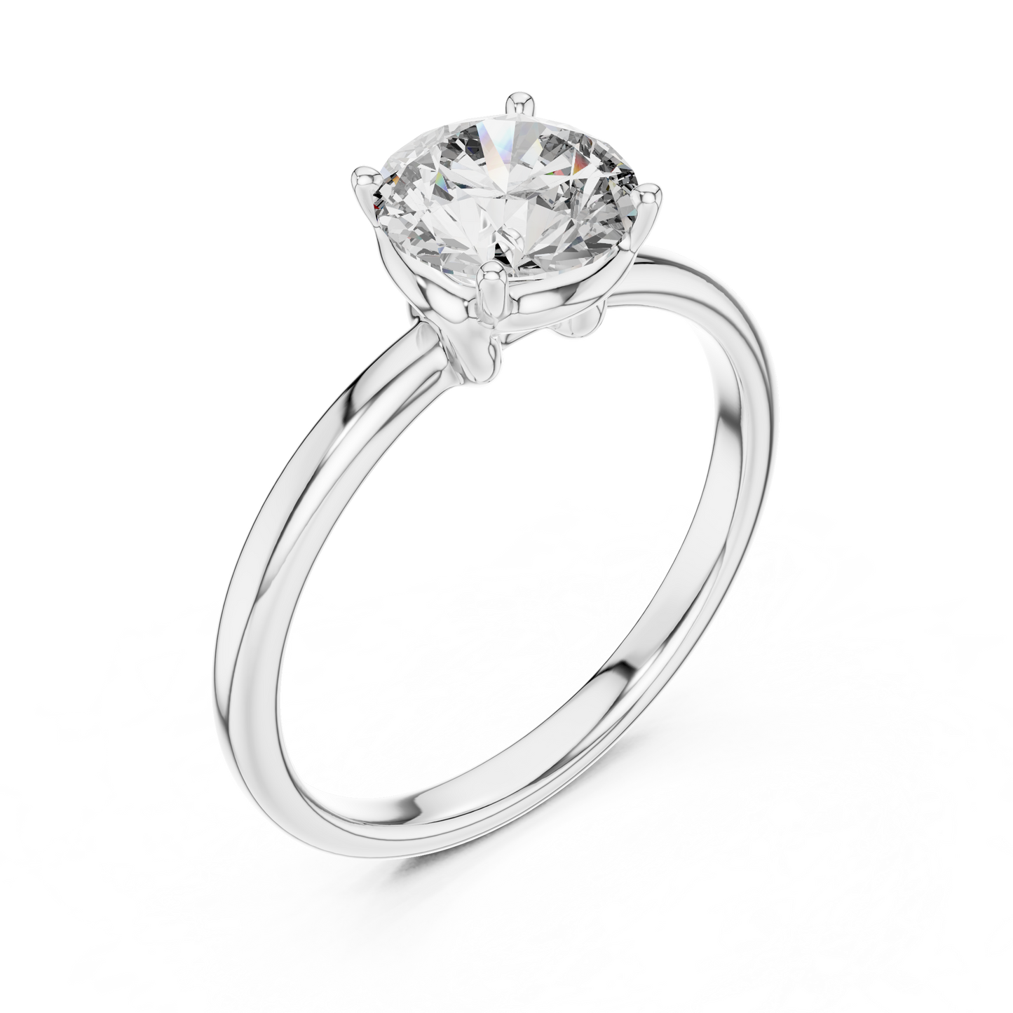 Round Lab Grown Diamond Solitaire Ring | Classic Elevated 4-Prong Setting | Solid Gold