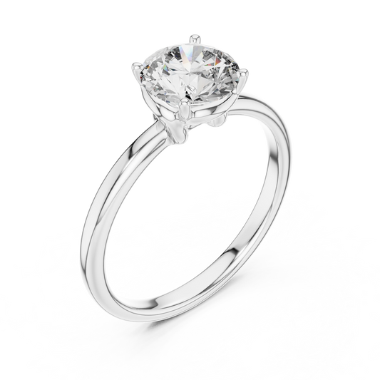 Round Lab Grown Diamond Solitaire Ring | Classic Elevated 4-Prong Setting | Solid Gold