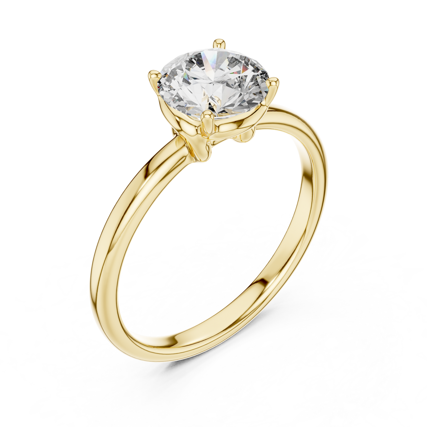 Round Lab Grown Diamond Solitaire Ring | Classic Elevated 4-Prong Setting | Solid Gold