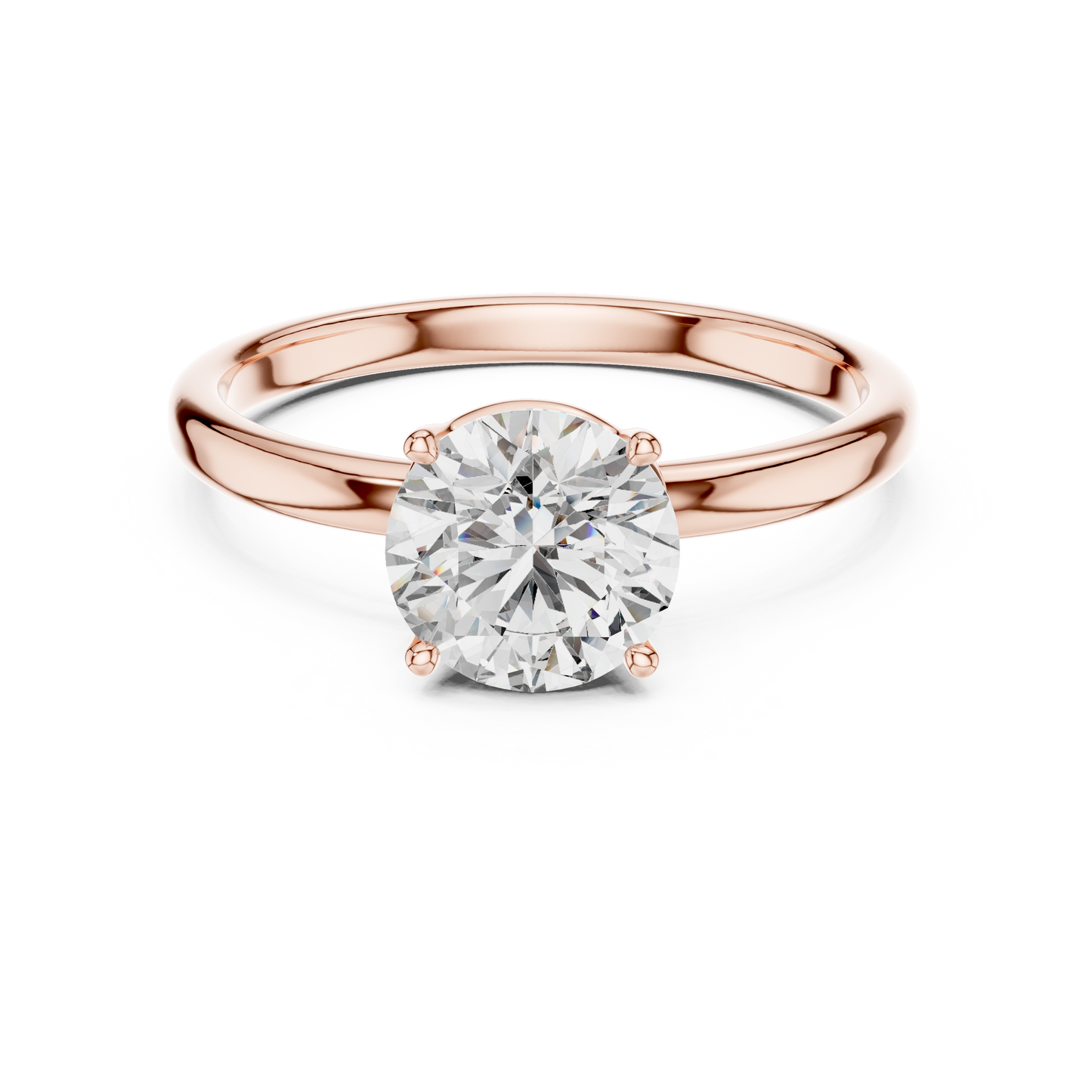 Round Lab Grown Diamond Solitaire Ring | Classic Elevated 4-Prong Setting | Solid Gold