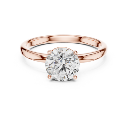 Round Lab Grown Diamond Solitaire Ring | Classic Elevated 4-Prong Setting | Solid Gold