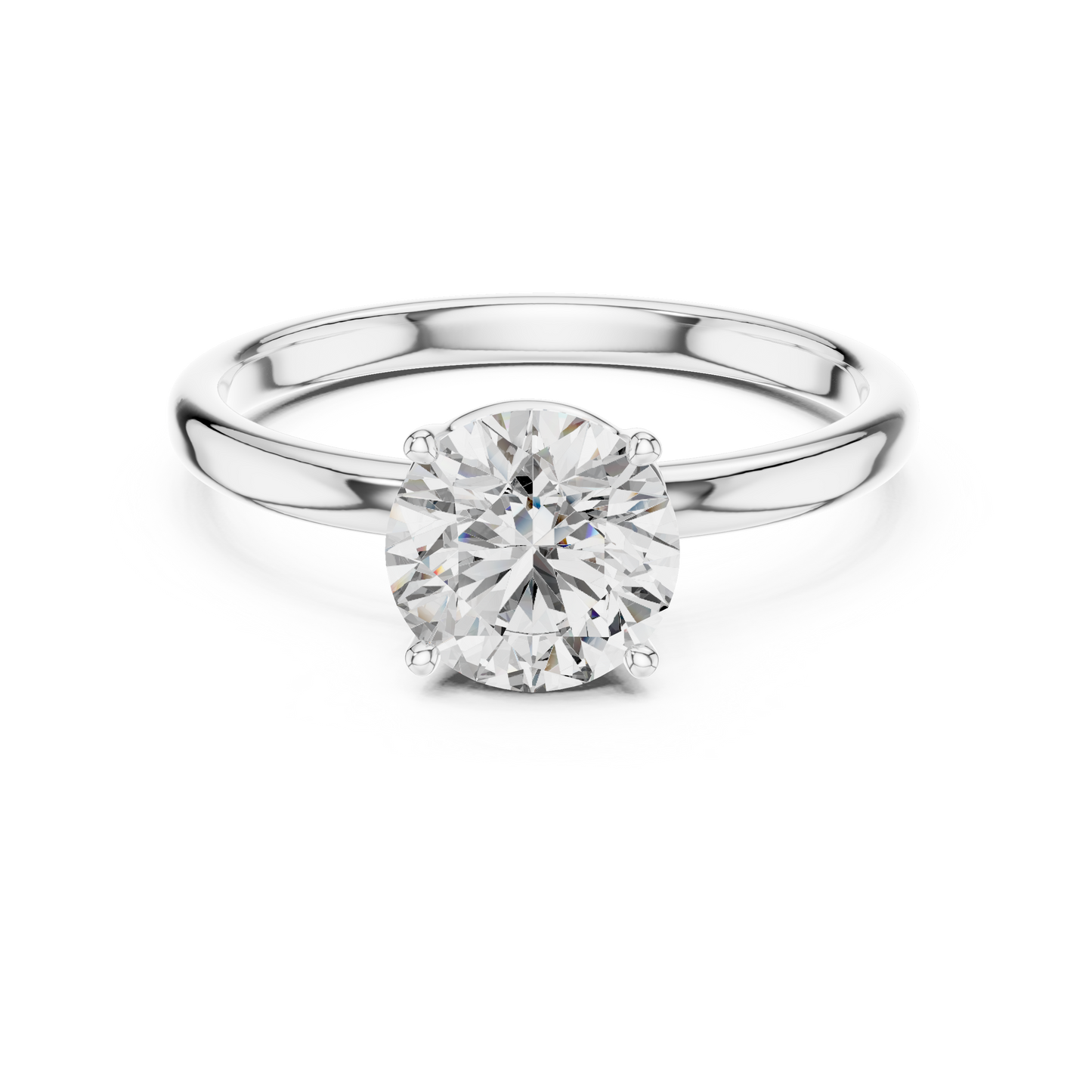 Round Lab Grown Diamond Solitaire Ring | Classic Elevated 4-Prong Setting | Solid Gold