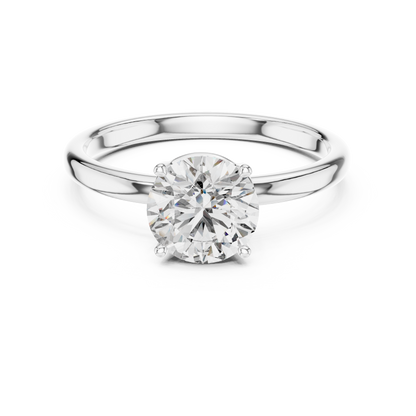 Round Lab Grown Diamond Solitaire Ring | Classic Elevated 4-Prong Setting | Solid Gold