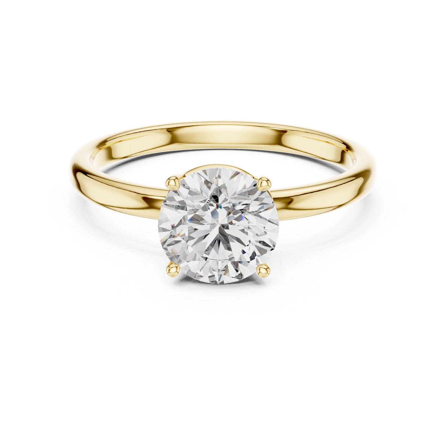 Round Lab Grown Diamond Solitaire Ring | Classic Elevated 4-Prong Setting | Solid Gold