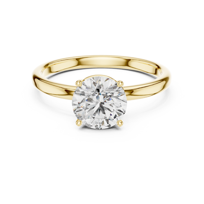 Round Lab Grown Diamond Solitaire Ring | Classic Elevated 4-Prong Setting | Solid Gold