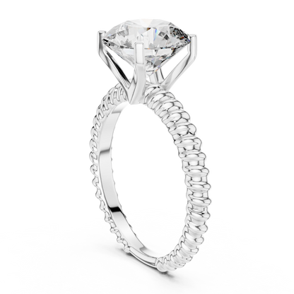 Round Lab Grown Diamond Solitaire Ring | Twisted Rope Eternity Band | Solid Gold