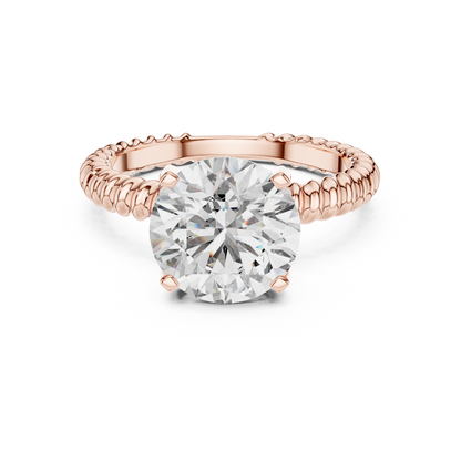 Round Lab Grown Diamond Solitaire Ring | Twisted Rope Eternity Band | Solid Gold