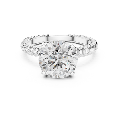 Round Lab Grown Diamond Solitaire Ring | Twisted Rope Eternity Band | Solid Gold