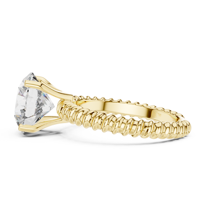 Round Lab Grown Diamond Solitaire Ring | Twisted Rope Eternity Band | Solid Gold