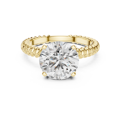 Round Lab Grown Diamond Solitaire Ring | Twisted Rope Eternity Band | Solid Gold