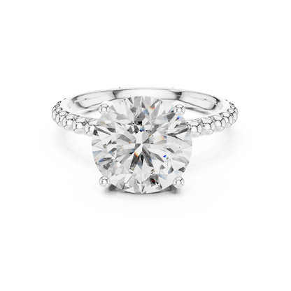 Round Lab Grown Diamond Solitaire Ring | Beaded Bubble Eternity Band | Solid Gold