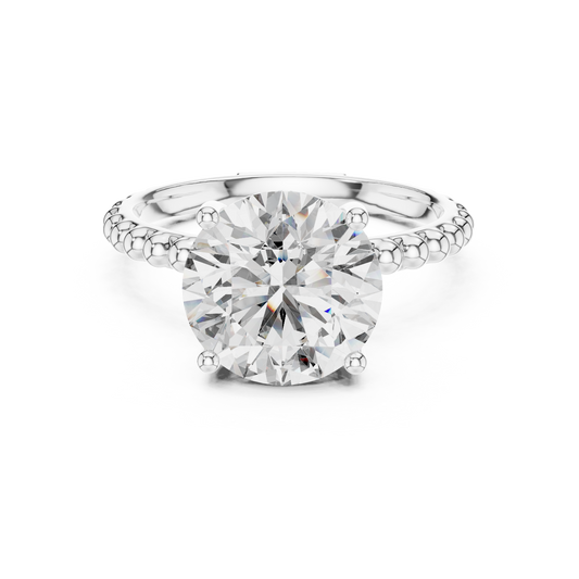 Round Lab Grown Diamond Solitaire Ring | Beaded Bubble Eternity Band | Solid Gold