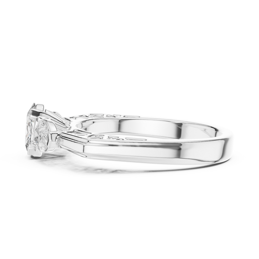 Oval and Pear Lab Grown Diamond Three-Stone Ring | Architectural Cathedral Setting | Solid Gold