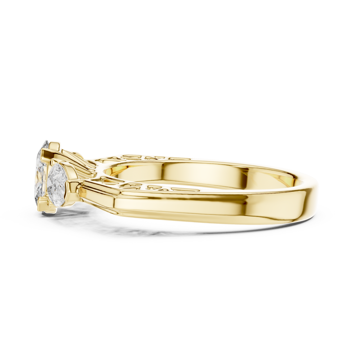 Oval and Pear Lab Grown Diamond Three-Stone Ring | Architectural Cathedral Setting | Solid Gold