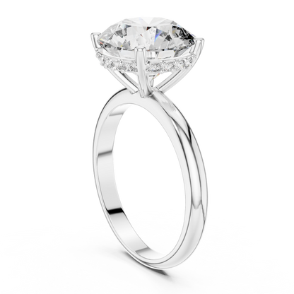 Round Brilliant Lab Grown Diamond Engagement Ring | Hidden Halo & Cathedral Style | Solid Gold 18K and 14K