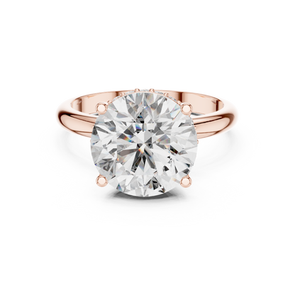 Round Brilliant Lab Grown Diamond Engagement Ring | Hidden Halo & Cathedral Style | Solid Gold 18K and 14K