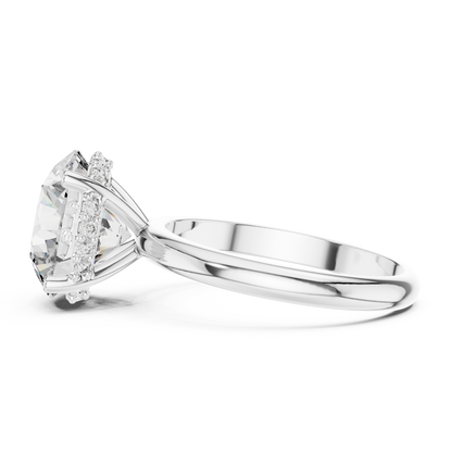 Round Brilliant Lab Grown Diamond Engagement Ring | Hidden Halo & Cathedral Style | Solid Gold 18K and 14K