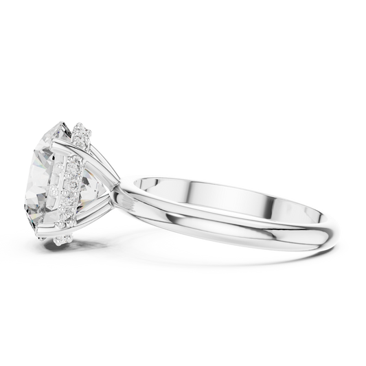 Round Brilliant Lab Grown Diamond Engagement Ring | Hidden Halo & Cathedral Style | Solid Gold 18K and 14K