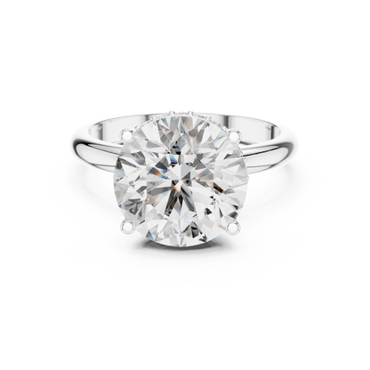Round Brilliant Lab Grown Diamond Engagement Ring | Hidden Halo & Cathedral Style | Solid Gold 18K and 14K