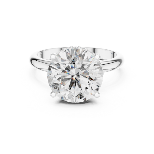 Round Brilliant Lab Grown Diamond Engagement Ring | Hidden Halo & Cathedral Style | Solid Gold 18K and 14K