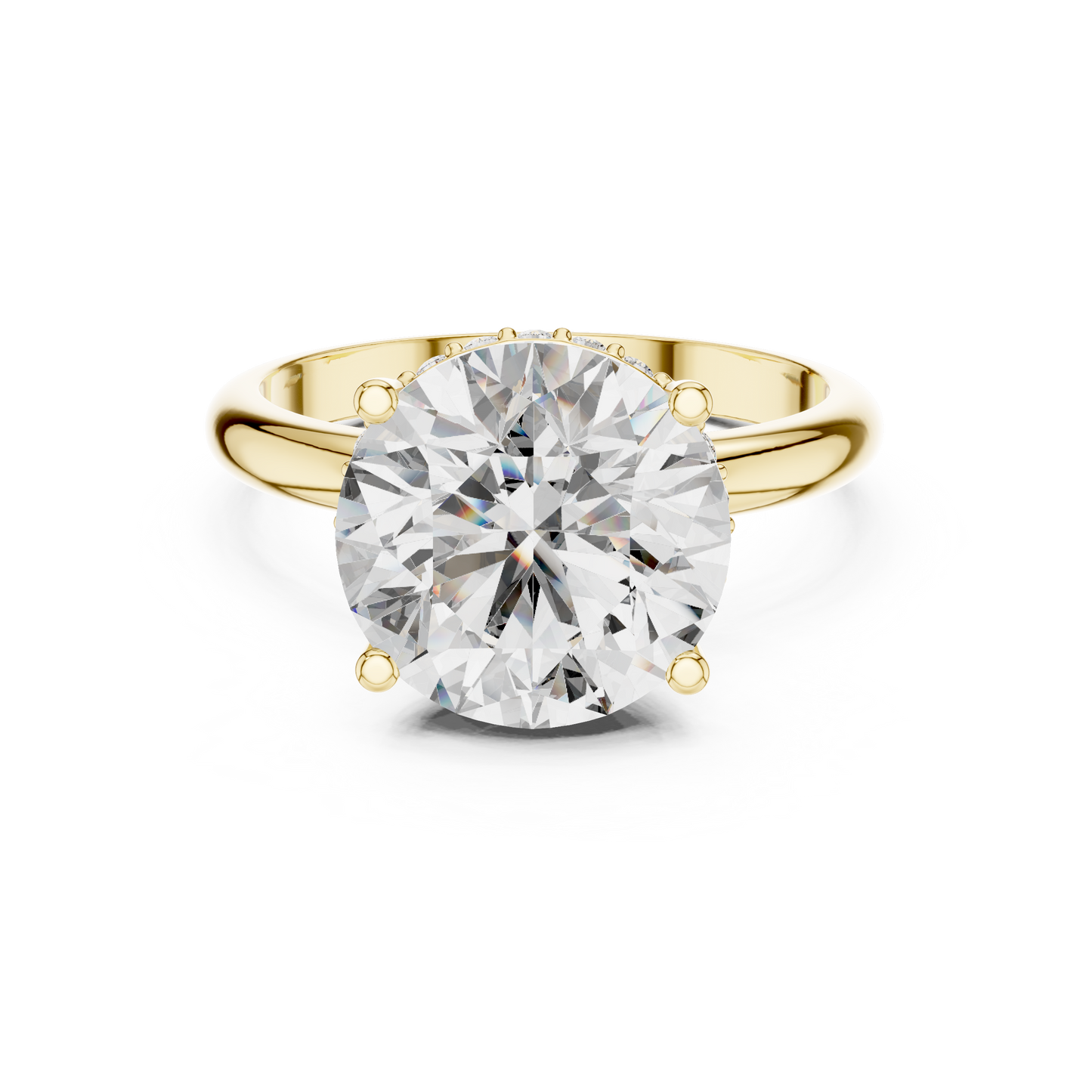 Round Brilliant Lab Grown Diamond Engagement Ring | Hidden Halo & Cathedral Style | Solid Gold 18K and 14K