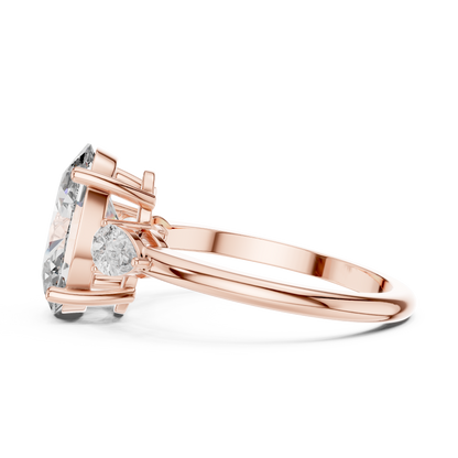 Oval Lab Grown Diamond Engagement Ring | Pear Shape Three-Stone Style | 10K, 14K, and 18K Gold