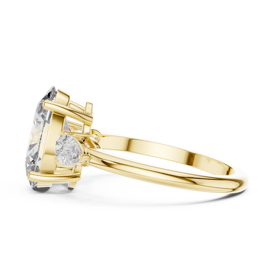 Oval Lab Grown Diamond Engagement Ring | Pear Shape Three-Stone Style | 10K, 14K, and 18K Gold