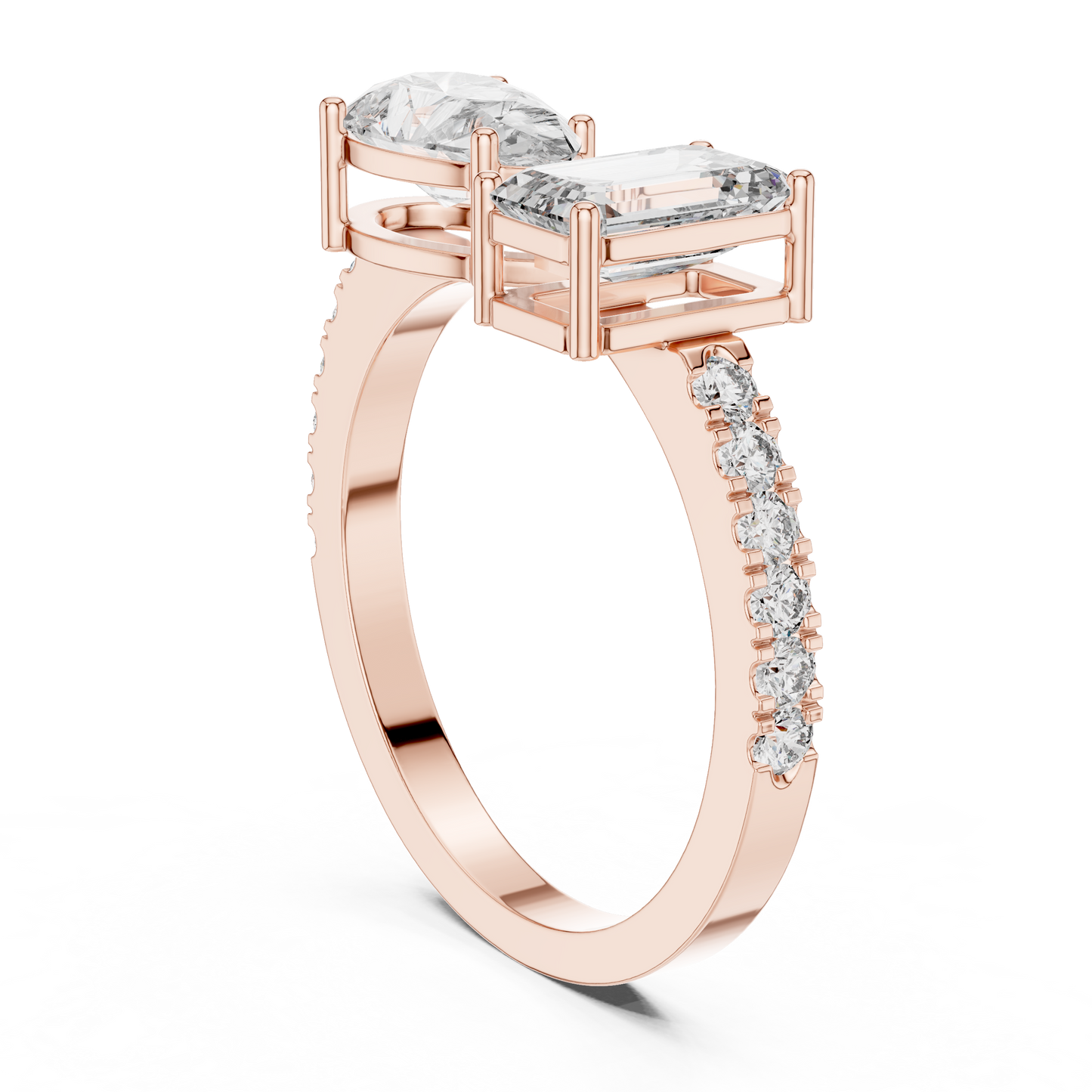 Emerald and Pear Cut Toi et Moi Lab Grown Diamond Ring | 10K, 14K, and 18K Gold