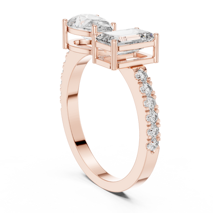 Emerald and Pear Cut Toi et Moi Lab Grown Diamond Ring | 10K, 14K, and 18K Gold