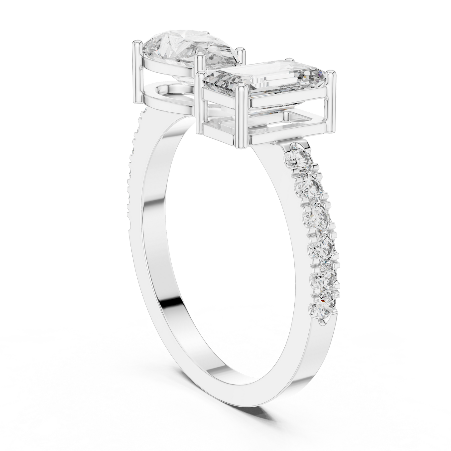 Emerald and Pear Cut Toi et Moi Lab Grown Diamond Ring | 10K, 14K, and 18K Gold