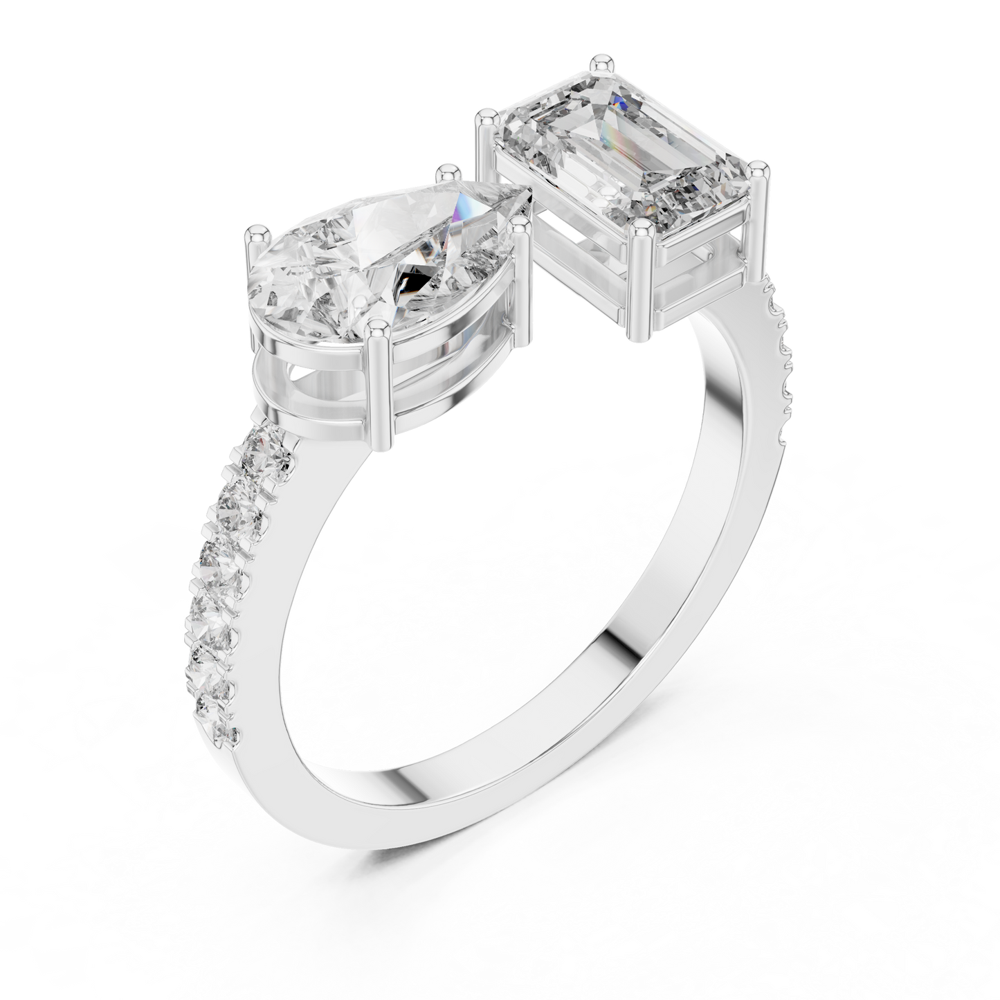 Emerald and Pear Cut Toi et Moi Lab Grown Diamond Ring | 10K, 14K, and 18K Gold